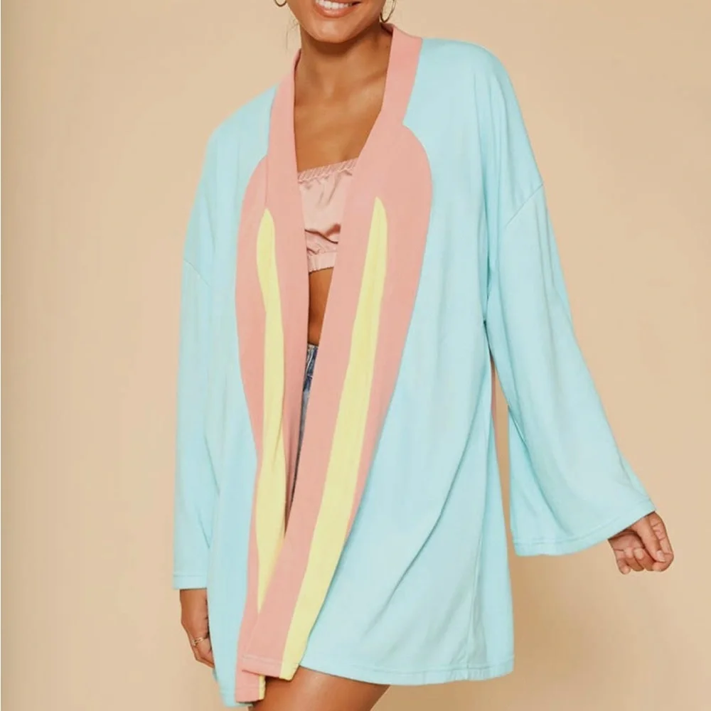 Bathrobe Arch Motif Retro Design Robe Brand New  Terry Cloth Multi Color Robe - Picture 3 of 4